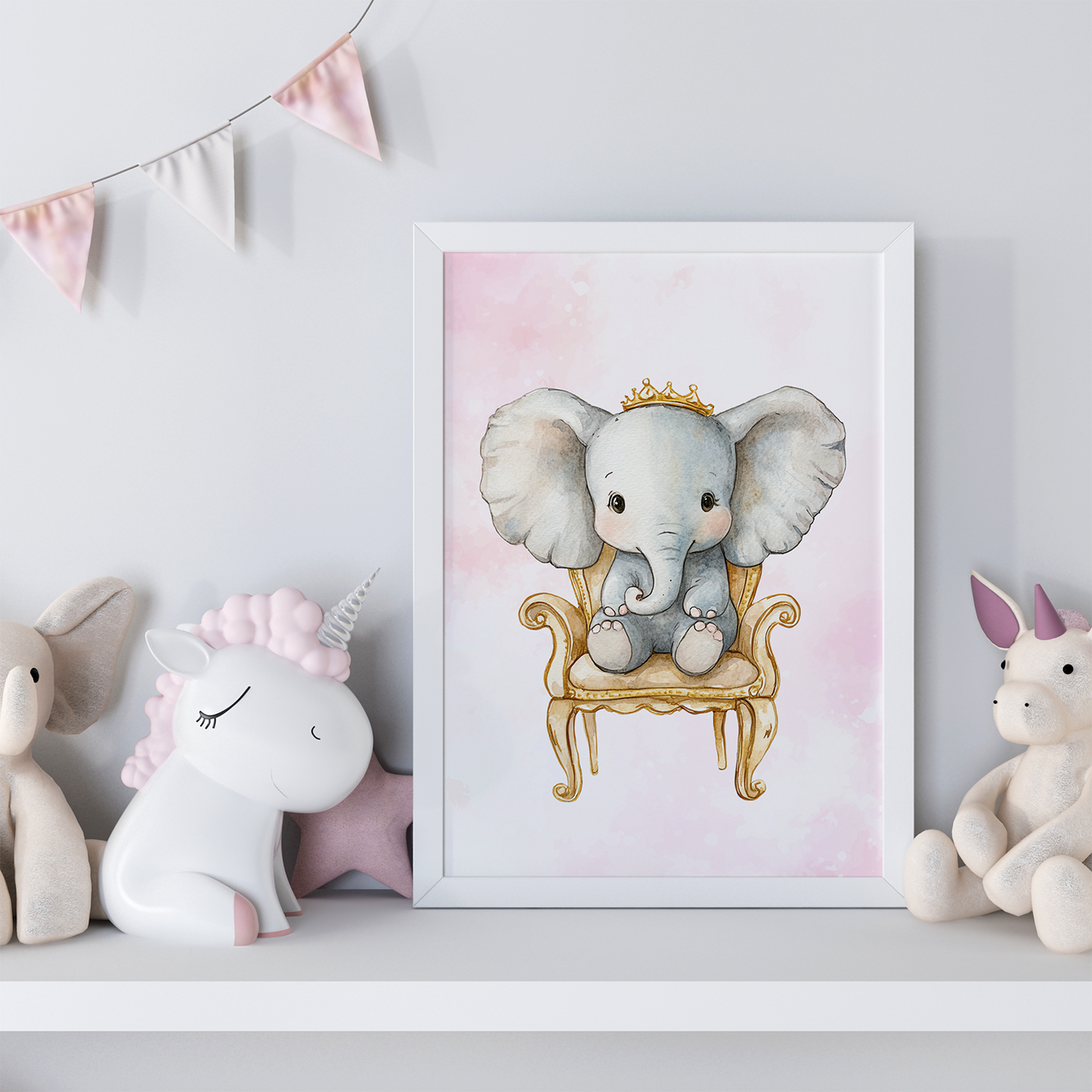 Royal Baby Elephant – Framed Nursery Wall Art