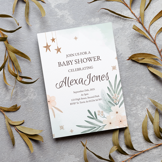 Baby Shower Invite - Night Time Flowers