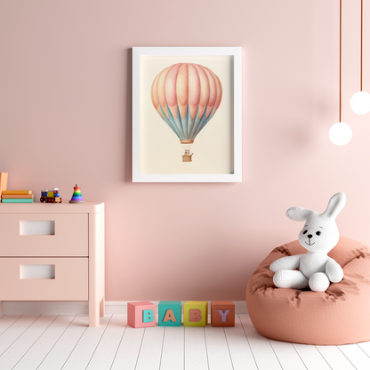 Vintage Hot Air Balloon – Framed Nursery Wall Art