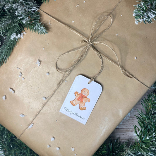 3 FOR £10 - Gingerbread Person Gift Tags, 10 pack