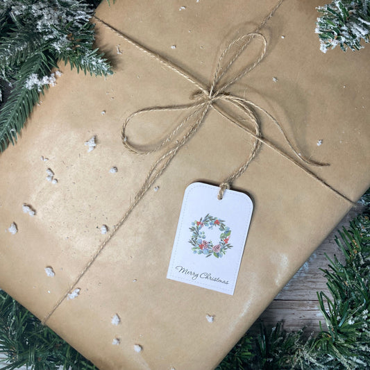 3 FOR £10 - Wreath Gift Tags, 10 pack