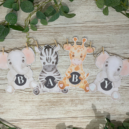 Personalised Mixed Safari Bunting (Giraffe, Zebra & Elephants)