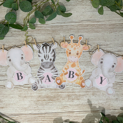 Personalised Mixed Safari Bunting (Giraffe, Zebra & Elephants)