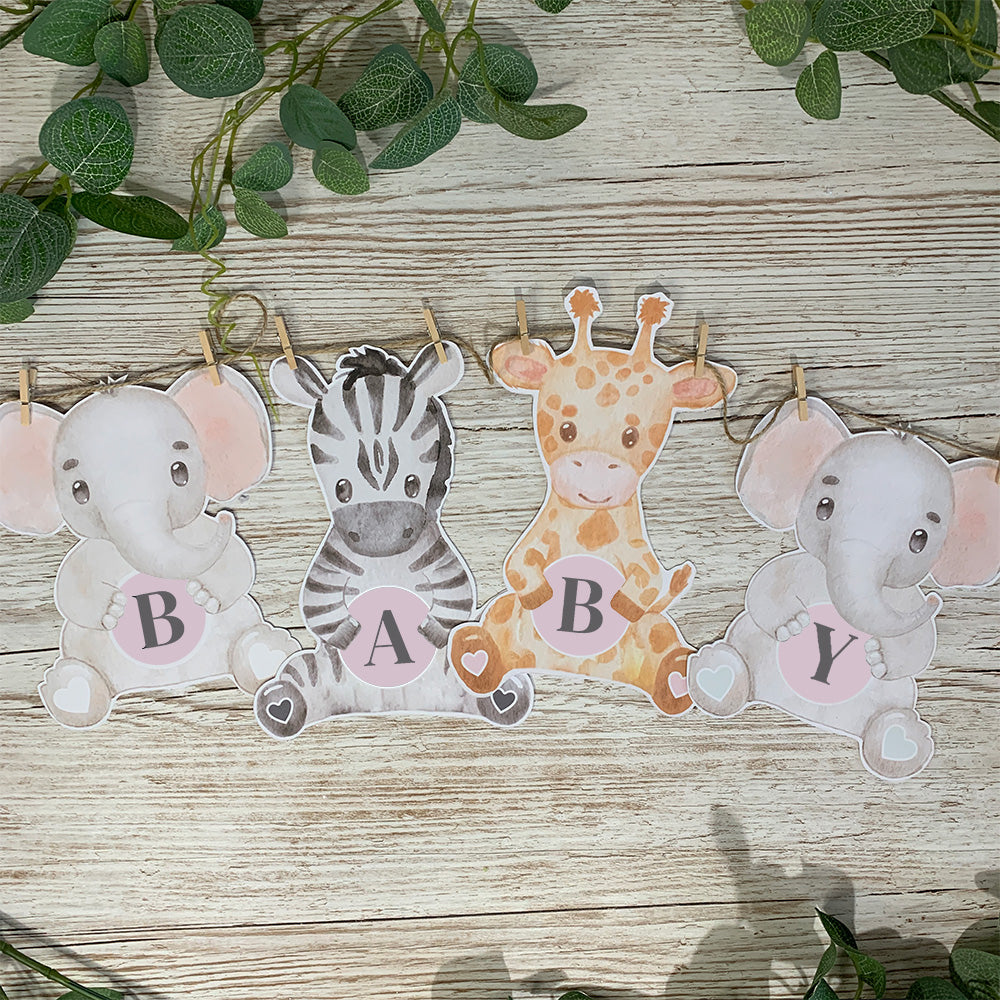 Personalised Mixed Safari Bunting (Giraffe, Zebra & Elephants)