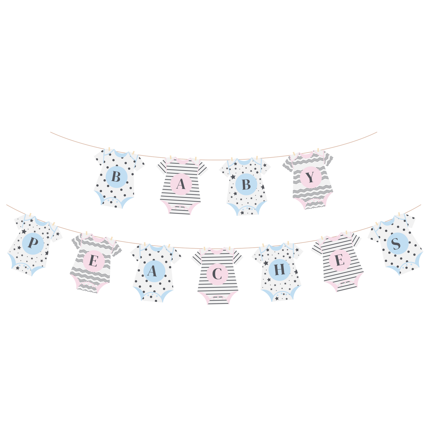 Personalised Onesie Bunting in Patterned Design - 2 colour pack