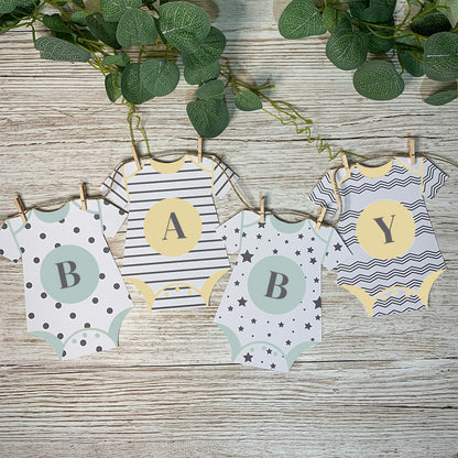 Personalised Onesie Bunting in Patterned Design - 2 colour pack