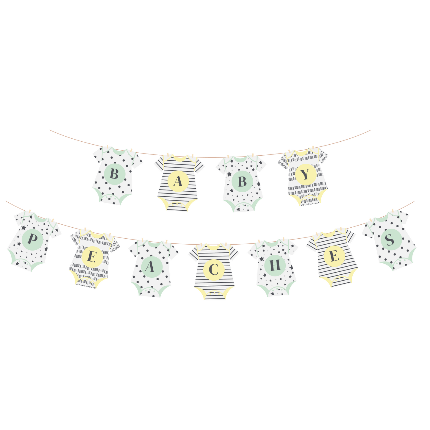 Personalised Onesie Bunting in Patterned Design - 2 colour pack