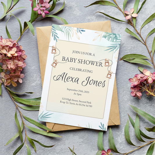 Baby Shower Invite - Teddy Bear Bunting